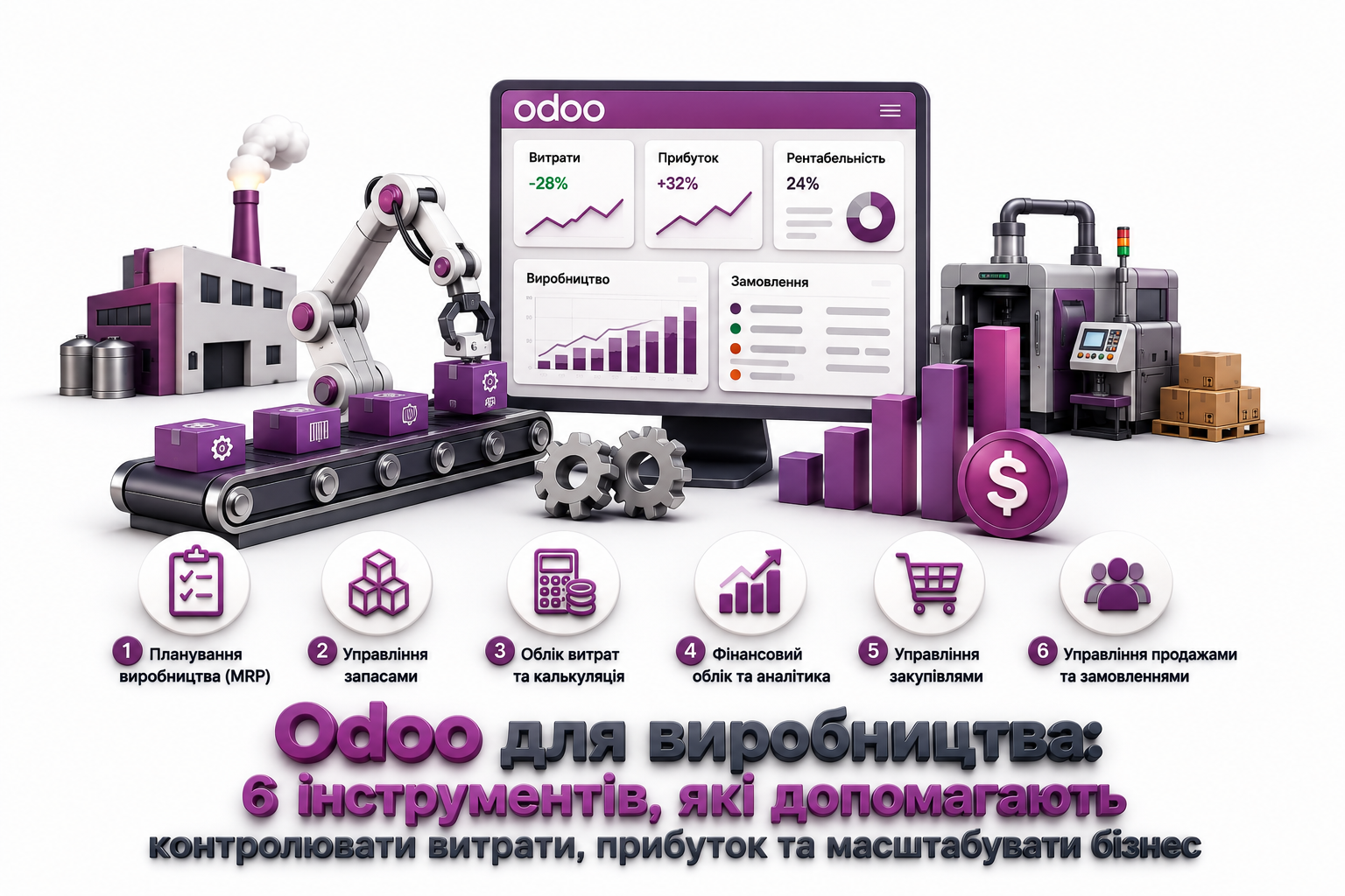 Odoo для виробництва: 6 інструментів, які допомагають контролювати витрати